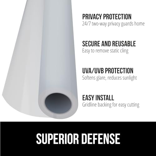 Removable Privacy Window Film - Frosted Two-Way Sun Blocking, 17.5 x 78.7 Inch