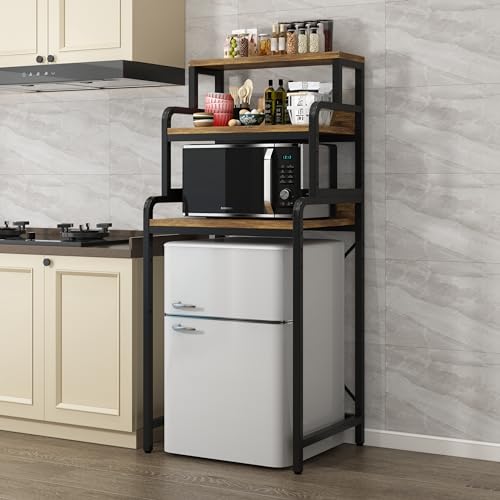 4-Tier Kitchen Storage Rack with Shelves & Space for Microwave or Fridge