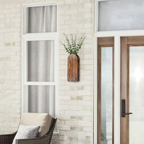 Wooden Wall Planter Vase Set of 2, Boho Hanging Wood Planters for Home Decor