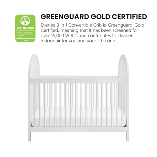 3-in-1 Convertible Baby Crib, Solid Wood Whitewash Nursery Bed