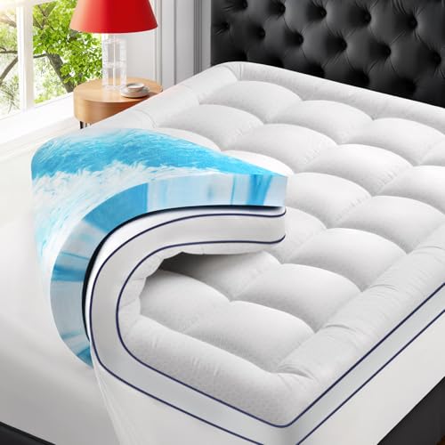 4 Inch Gel Memory Foam Mattress Topper Queen - Dual Layer Pillow Top