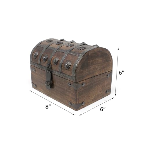 Small Wooden Treasure Chest with Velvet Lining and Antique Lock