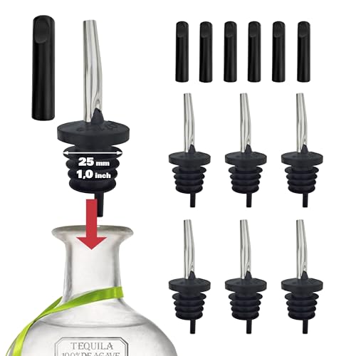Esatto Oversized Cork Metal Liquor Pourers with Dust Caps V2 - 6 Pack