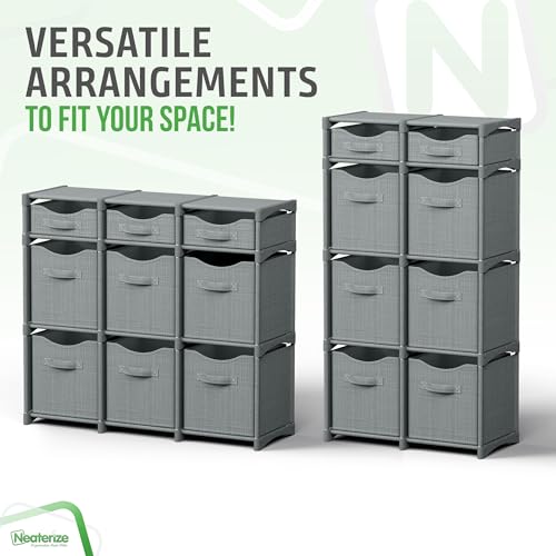 9-Cube Storage Organizer with Bins Grey Closet Toy Storage Shelf