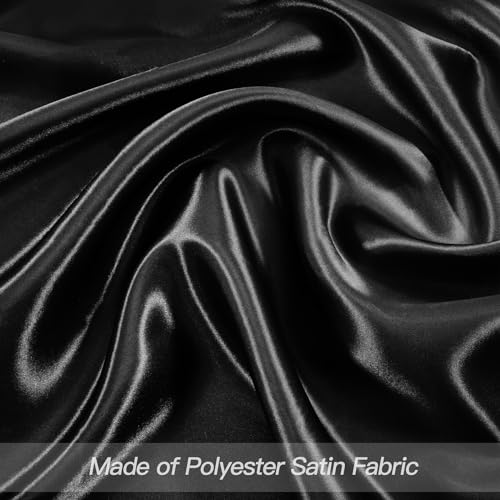 12-Piece Black Satin Cloth Napkins, 17 x 17 Inch Square Dinner Napkins