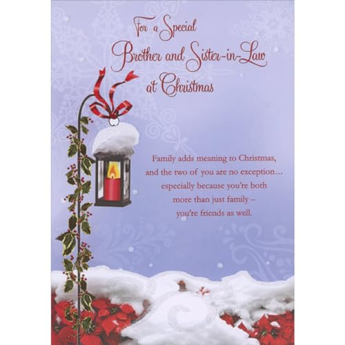 Brother and Sister-in-Law Christmas Card - Tri-Fold Candle Lantern Design