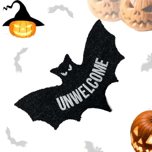 Unwelcome Bat Door Mat, 31x47 Inch Gothic Halloween Area Rug