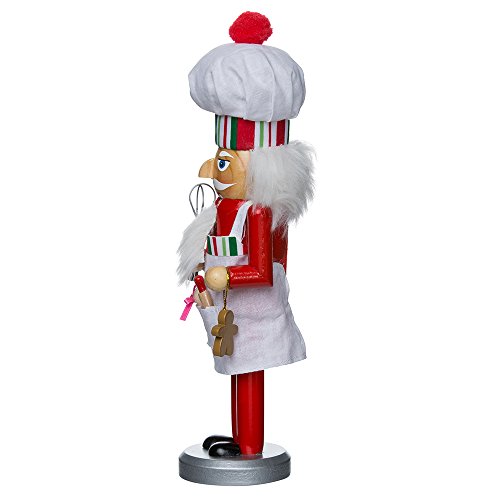 10-Inch Wooden Chef Nutcracker Christmas Figurine with Gingerbread Cookie