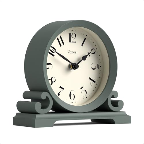 Small Traditional Scroll Mantel Clock - Green Contemporary Desk Clock