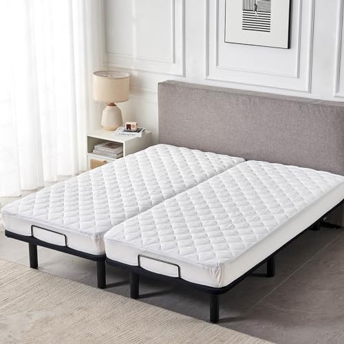 Waterproof Split King Mattress Protector Pad for Adjustable Beds, 2-Pack