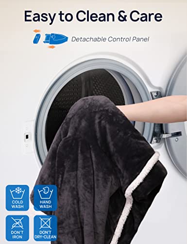 Wearable Heated Blanket with Foot Pocket – Electric Sherpa Throw 50x70