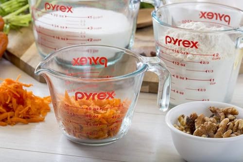 3-Piece Tempered Glass Measuring Cup Set (1, 2 & 4 Cup) for Cooking