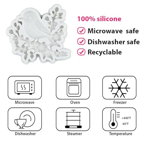 QDMOLDS Bird Flower Branch Silicone Fondant Mold – Style H