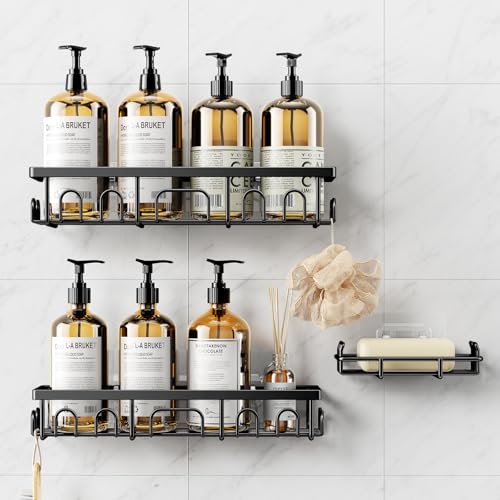 Shower Caddy 3-Pack Rustproof Adhesive Bathroom Organizer Shelves
