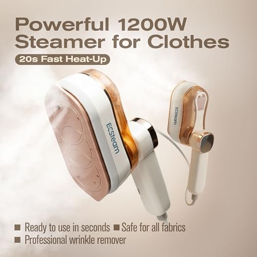 2-in-1 Handheld Garment Steamer and Steam Iron, Portable Travel Wrinkle Remover