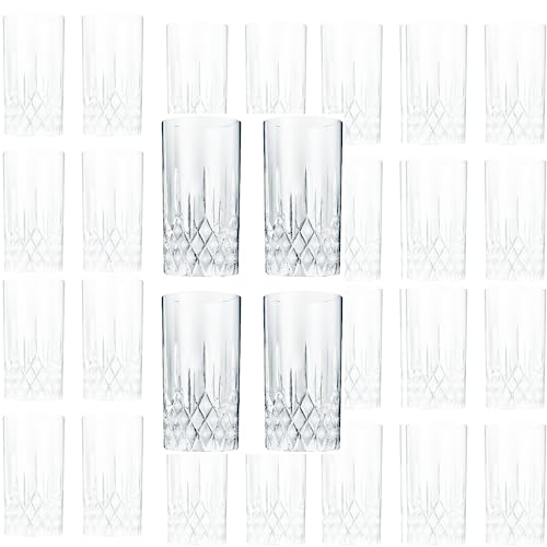 LEMONSODA 12oz Crystal Drinking Glasses Set of 4 - Elegant Barware for Cocktails & Beverages