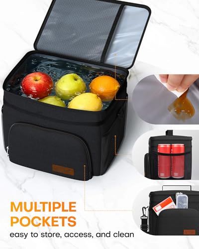 HOTOR Insulated Lunch Box & Leak-Proof Cooler Bag 9L - Black