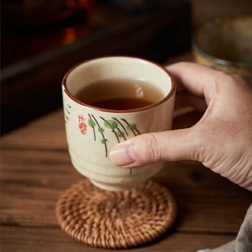 Nagpew 6 Pieces Japanese Ceramic Tea Cups 3''D x 2.8''H 6 Oz Traditional Design