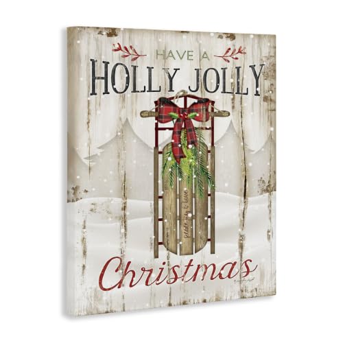 Stupell Industries 'Holly Jolly Christmas Sleigh Wood Texture'|