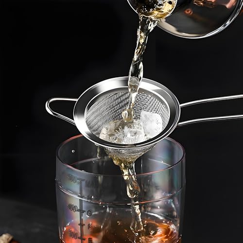 3-Piece Stainless Steel Fine Mesh Strainer Set for Cocktails & Kitchen Use