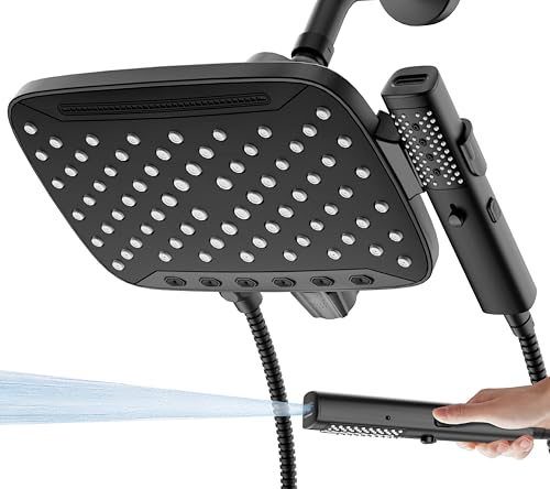 10-Inch Dual Shower Head Combo with Handheld Spray, Matte Black