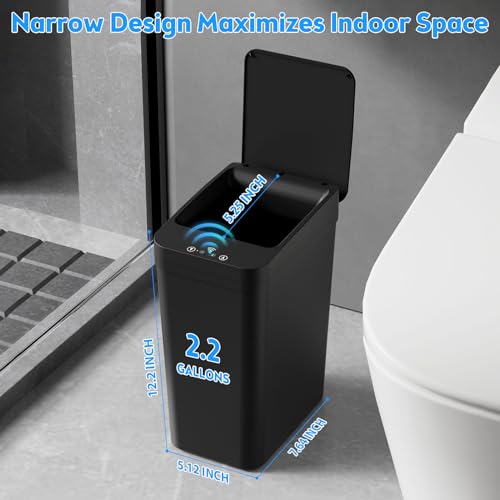 2 Pack Touchless Bathroom Trash Can 2.2 Gallon Smart Motion Sensor Bin