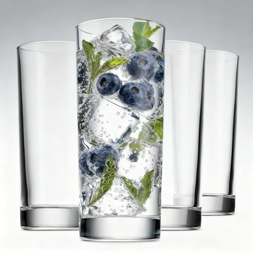 8-Piece Glass Drinkware Set, 14oz Tall and 10.5oz Short Weighted Glasses