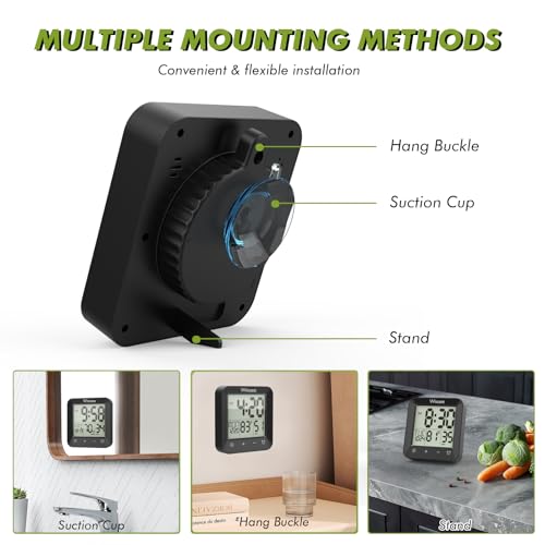 Waterproof Digital Shower Clock with Countdown Timer and Temperature Display