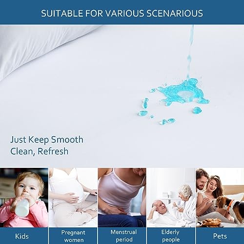 Moonsea Waterproof Queen Mattress Protector - Breathable & Noiseless