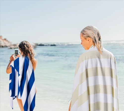 Oversized Microfiber Beach Towel, 40" x 70" Extra Large Striped Pool Towel