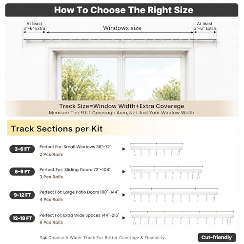Adjustable Aluminum Ceiling Curtain Track Set, Wall Mount Rail System