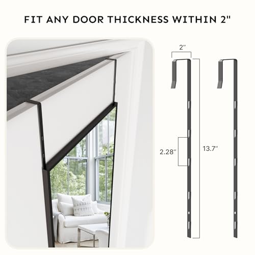 Full Length Over the Door Mirror, 48x14 Tempered Glass Hanging Mirror