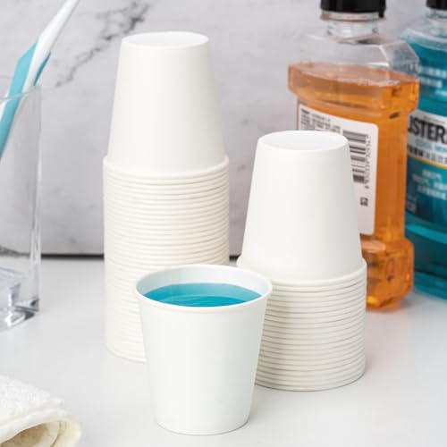 3 oz Disposable Paper Cups (100 Pack) - Small Bathroom & Tasting Cups