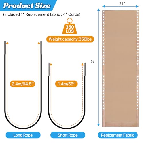 Zero Gravity Chair Replacement Fabric Kit with Bungee Cords, 21" x 63"