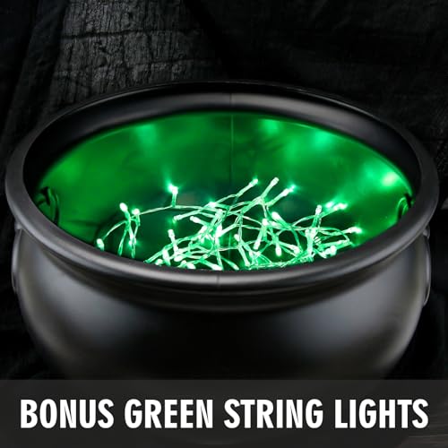 Large Halloween Witches Cauldron with Green Lights on 54" Tripod