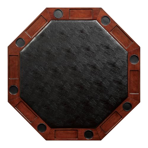 48-Inch Octagon Wood Gaming Table with Interchangeable Top and Cupholders