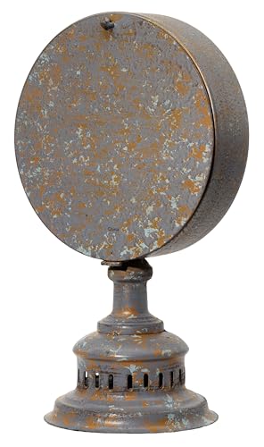 Aged Black Metal Mantel Clock with Quartz Movement and Arabic Numerals