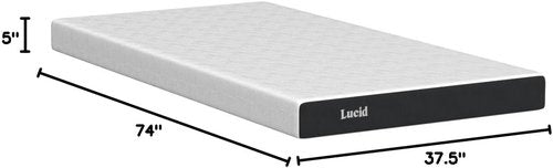 Lucid 5 Inch Memory Foam Mattress - Firm Feel with Bamboo Charcoal & Gel - Twin Size - Bed in a Box