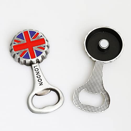 Magnetic Beer Bottle Opener with British Flag Pattern - Heavy Duty Stainless Steel, Fridge Magnet Gift for Men Women
