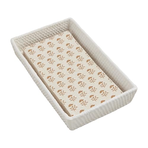 Woven Stoneware Guest Towel Caddy Set with 12 Paper Towels