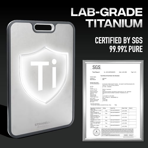 Strabella 100% Pure Titanium Cutting Board - Double Sided Titanium Cutting Boards For Kitchen - Dishwasher Safe Large Cutting Board for Cutting Meats, Fruits, Vegetables