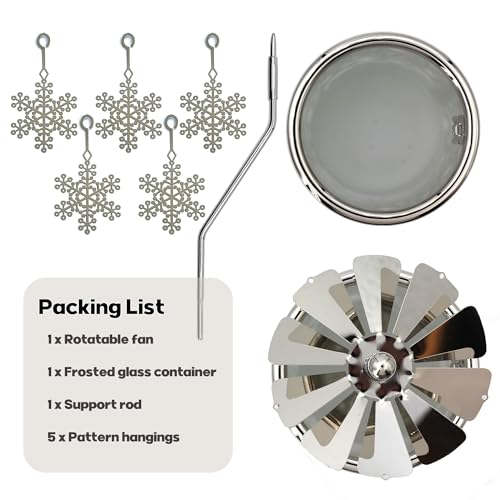 Rotary Spinning Tealight Candle Holder - Frosted Glass Snowflake Carousel