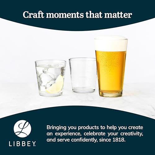 16 oz Pint Glasses, Heavy Duty Heat-Treated Glass Set of 12