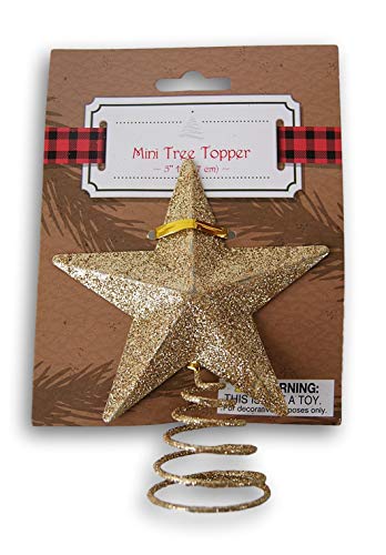 Regent Gold Glitter 5-Inch Star Tree Topper with Spiral Base (Gold) - 5 Inch