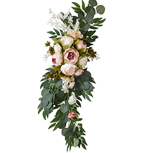 Artificial Peony Flower Swags for Wedding Arch and Welcome Sign, 2-Piece Set