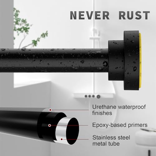 Thestoa Adjustable Black Shower Curtain Rod 43-78 Inch No Drill Tension Rod