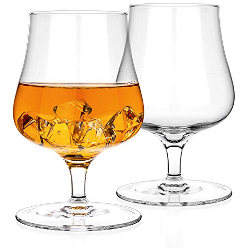 LUXBE Handcrafted Lead-Free Crystal Brandy & Cognac Glasses Set of 4 - 9.5oz, Modern Design