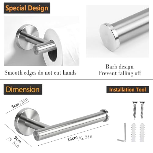 Brushed Nickel Stainless Steel Toilet Paper Holder - Wall Mount