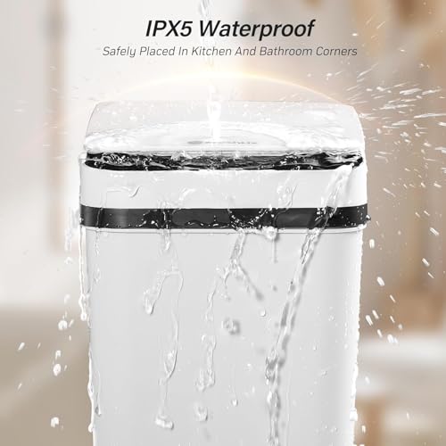 Smart Touchless Bathroom Garbage Can with Lid 2.6 Gallon Slim Waterproof