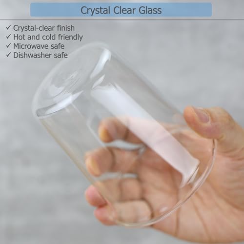 Clear Borosilicate Glass Drinking Cups, 13.5oz Set of 2
